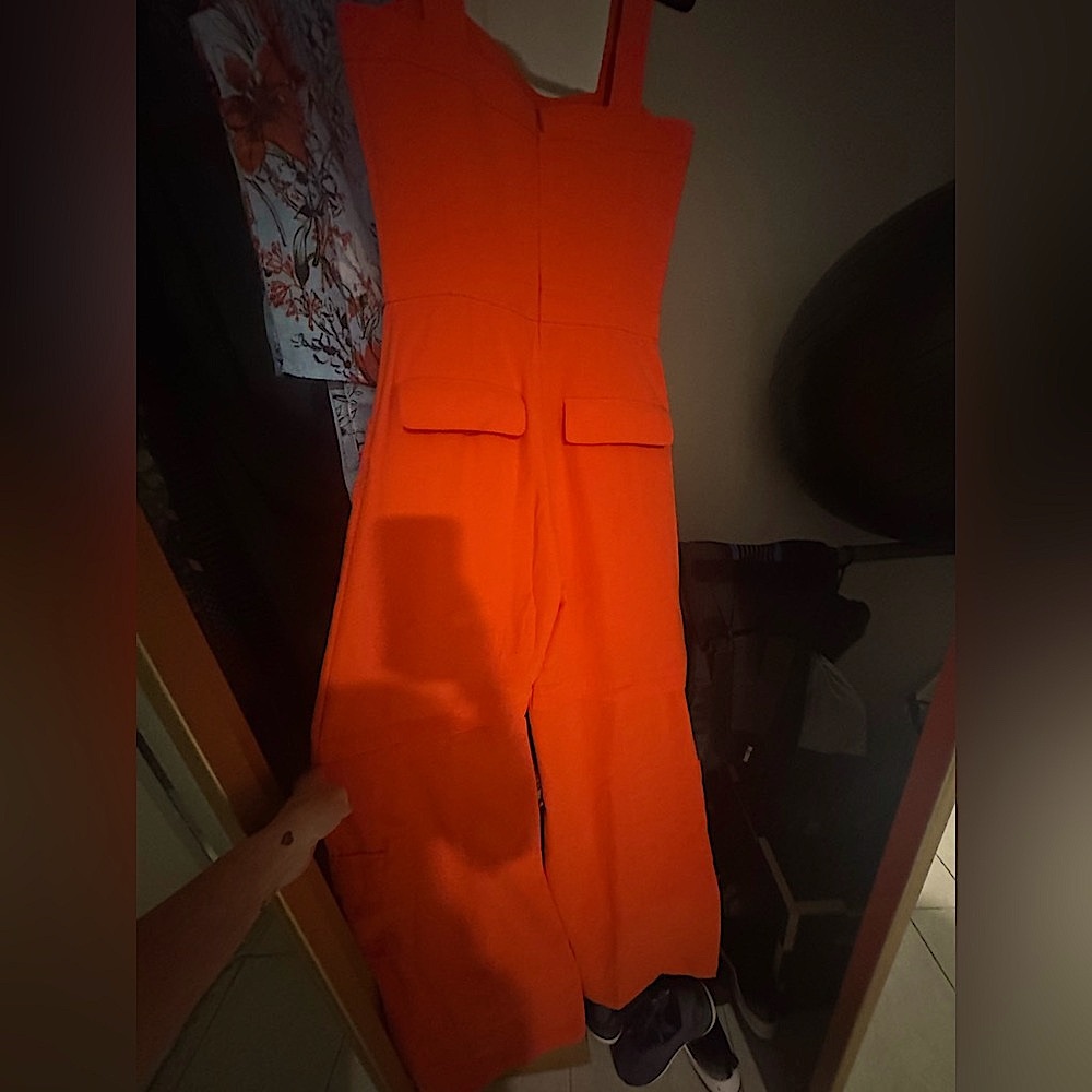 🆕 Amanda Uprichard Bold Orange Fiona Jumpsuit - Picture 4 of 6